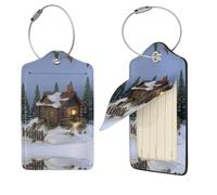 Étiquettes de bagage en cuir synthétique pour valise, étiquette d'identification avec boucle en acier inoxydable, étiquettes de sac de voyage, étiquettes de nom rustiques en bois pour bûches de chalet