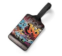 Étiquettes de bagage en cuir synthétique pour valise, graffiti, Hip Hop, avec carte d'identité, étiquettes de valise pour homme et femme, identifiants de bagages colorés pour sac à dos, sac de sport