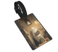 Étiquettes de bagage en forme de chat noir avec motif fantôme pour lecture, journal, toilettes, bagages, nom, badge, valise, idéal pour les voyages et les croisières