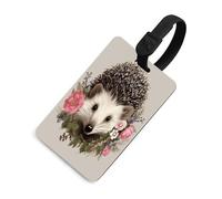 Étiquettes de bagage en forme de hérisson en couronne florale pour valises | Étiquettes de voyage avec carte d'identité, TPU, étiquettes de valise personnalisées pour homme et femme, accessoires de