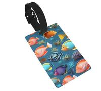 Étiquettes de bagage en forme de poisson sous-marin. Durable et élégant, cet accessoire de voyage unisexe facilite l'identification de vos bagages.