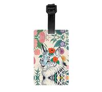 Étiquettes de bagage en forme de tigre blanc mignon, étiquettes de voyage pour valise, sacs d'école, sacs, sacs de sport, mallettes, sacs de golf, couverture de confidentialité