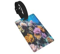 Étiquettes de bagage en PVC avec motif fleurs sous-marines, faciles à identifier, avec dragonne amovible, parfaites pour les valises, les sacs.