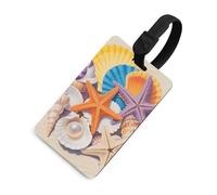 Étiquettes de bagage en TPU souple avec carte d'identité - Coquillage coloré et étoile de mer pour valise, sac à dos et sac à dos, 6,6 x 10,4 cm