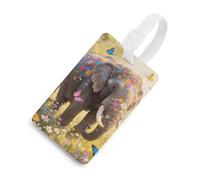 Étiquettes de bagage en TPU souple avec carte d'identité - Étiquette papillon éléphant pour valise de voyage pour valise, sac à dos et sac à dos 6,6 x 10,4 cm, blanc, taille unique, classique