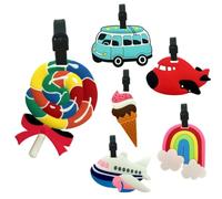 Étiquettes De Bagage Étiquette de bagage dessin animé crème glacée en PVC | Clip d'adresse for document de voyage(Mixed 6PCS)