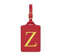 Étiquettes De Bagage Étiquettes d'identification de bagage en cuir PU | 26 lettres protection de la vie privée accessoires de voyage rouge(Z)
