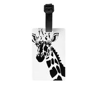 Étiquettes de bagage girafe noires et blanches, élégantes, imperméables et durables, assurez-vous que votre voyage est sûr et ordonné.