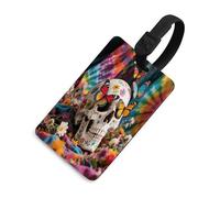 Étiquettes de bagage hippie motif tête de mort papillon pour valises | Étiquettes de voyage avec carte d'identité, TPU, étiquettes de valise personnalisées pour femmes et hommes, accessoires de voyage