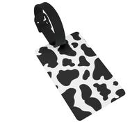 Étiquettes de bagage imprimées à pois de vache avec dragonne, étiquette d'identification pour valise, accessoires de voyage en avion