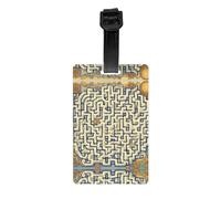 Étiquettes de bagage imprimées avec carte au trésor labyrinthe, fabriquées en PVC, sont un essentiel de voyage et adaptées pour les sacs de voyage et les valises.