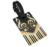 Étiquettes de bagage imprimées avec dragonne et inscription « Music » pour valise, avion, essentiels de voyage