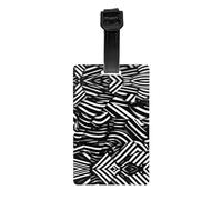 Étiquettes de bagage imprimées avec lignes noires et blanches, fabriquées en PVC, sont un essentiel de voyage et adaptées pour les sacs de voyage et les valises.