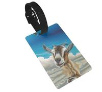 Étiquettes de bagage imprimées chèvre bleue avec dragonne, étiquette d'identification pour valise, avion essentiels de voyage