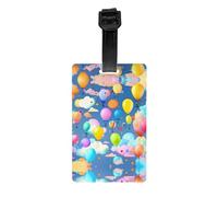 Étiquettes de bagage imprimées de ballons colorés avec couverture d'intimité à l'arrière - Étiquette d'identification en PVC durable pour valises, sacs de voyage