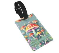 Étiquettes de bagage imprimées de jolis champignons colorés - Articles de voyage essentiels pour la protection de la vie privée, accessoires de bagages en PVC durable
