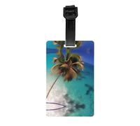 Étiquettes de bagage imprimées des îles des Caraïbes avec couverture de confidentialité à l'arrière - Étiquette d'identification en PVC durable pour valises, sacs de voyage