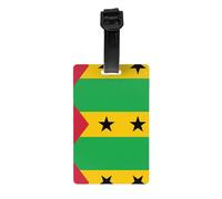 Étiquettes de bagage imprimées du drapeau de Sao Tomé et Principe avec couverture arrière intégrale - Étiquettes d'identification en PVC durable pour valises, sacs à dos