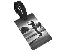 Étiquettes de bagage légères noires et blanches imprimées de golf pour valises, étiquettes mignonnes et amusantes faciles à identifier