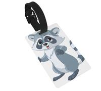 Étiquettes de bagage mignonnes imprimées raton laveur avec dragonne, étiquette d'identification pour valise, avion essentiels de voyage