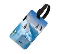 Étiquettes de bagage Penguins On The Iceberg avec carte d'identité, étiquettes de sac de voyage, étiquettes de nom imperméables pour valises, sacs à dos et étuis de voyage, style noir