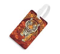 Étiquettes de bagage Prosperity in The Year of The Tiger avec carte d'identité, étiquettes de sac de voyage durables, étiquettes imperméables pour valises, sacs à dos et étuis de voyage, style blanc