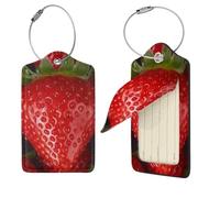 Étiquettes de bagage Red Strawberry pour valises, étiquettes de voyage en cuir synthétique avec dos intégral, carte d'identité, étiquettes personnalisées pour sacs, étiquettes de valise avec boucle en