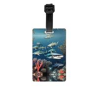 Étiquettes de bagage requins sous la mer pour sacs de golf, sacs de sport, valises, etc.