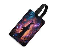 Étiquettes de bagage sorcière dans la forêt mystérieuse pour valises avec carte d'identité, protection de la vie privée, étiquettes de valise de voyage avec sangle en TPU, étiquettes de bagages