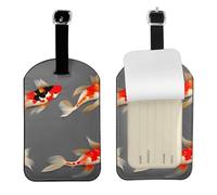 Étiquettes de bagage traditionnelles avec imprimé carpes koï avec pois - 11,9 x 7,9 cm - Accessoire pour valises
