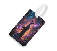 Étiquettes de bagage Witch in The Mysterious Forest pour valises avec carte d'identité, protection de la vie privée, étiquettes de valise de voyage avec sangle en TPU, étiquettes de bagages