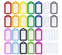 Étiquettes De Bagages Colorées 24Pcs, Étiquettes De Bagages Imperméables, Étiquettes De Bagages en Plastique, Étiquettes D'Identification De Bagages, Accessoires De Bagages