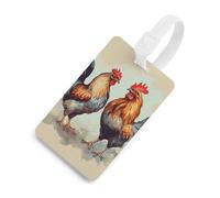 Étiquettes de bagages coq et poule blanches, étiquettes d'identification de bagages de voyage, étiquette d'identification de nom et carte d'adresse, étiquettes de sac uniques et mignonnes avec boucl