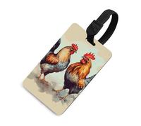 Étiquettes de bagages coq et poule noires, étiquettes d'identification de bagages de voyage, étiquette d'identification de nom et carte d'adresse, étiquettes de sac uniques et mignonnes avec boucle