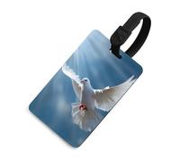 Étiquettes de bagages imprimées avec colombe blanche et Saint-Esprit, pour valise ou sac à dos. Étiquettes d'identification avec nom.