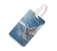 Étiquettes de bagages imprimées avec colombe blanche et Saint-Esprit, pour valise ou sac à dos. Étiquettes d'identification avec nom.