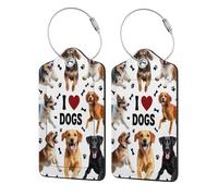 Étiquettes de bagages « J'aime les chiens » pour valises, étiquettes de bagages de bateau de croisière avec protection de confidentialité, étiquette d'adresse et anneau en métal, adaptées aux sacs à