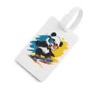 Étiquettes de bagages Panda Skater pour valises, étiquettes de voyage en TPU, étiquettes de sac pour hommes et femmes, blanches