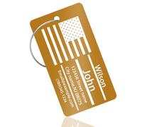 Étiquettes de bagages personnalisée de voyage pour valises - Étiquettes de bagages en métal personnalisées avec initiales/motif - Étiquettes de nom de bagages et identifiants de voyage (Or 8.9x5cm)