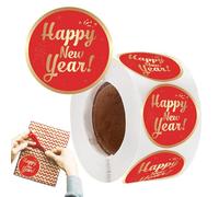 Étiquettes De Bonne Année En Feuille D'or - Rouleau D'autocollants Ronds De 100 Feuilles, Autocollants De Célébration De Vacances, Décoration De Fête | Décoration De Vacances D'hiver Pour Emballage D'