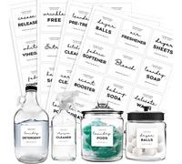 Étiquettes de buanderie minimalistes pour bidons, v2croft 36 autocollants d'organisation de la maison blanc mat pour armoire et tiroir, linge de maison et fournitures de nettoyage (étanches)