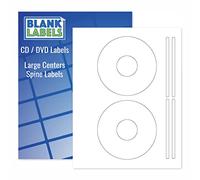 Étiquettes de CD/DVD étiquettes blanches Marque Compatible avec Memorex Grande Core Compatible. Economy Mat étiquettes. 2 étiquettes par centres de grande plaque uniquement 100 Sheets