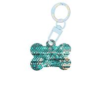 Étiquettes de chien avec motif d'écailles de sirène, porte-clés en acrylique en forme d'os de chien, étiquettes de motif double face pour chiens et chats, M, Acrylique