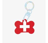 Étiquettes de chien drapeau suisse, porte-clés en acrylique en forme d'os de chien, étiquettes de motif double face pour chiens et chats, S, Acrylique