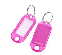 Étiquettes de clés en plastique avec étiquette de carte for kit de porte-clés à faire soi-même, étiquette de bagage, classification des numéros d'hôtel Pour Étiquettes À Bagages(Rose Red,50pcs)