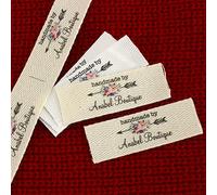 Étiquettes de couture personnalisées en sergé et coton - Accessoire avec logo ou texte pour choses tricotées faites à la main (2,50 pièces)