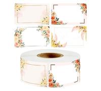 Étiquettes de fleurs - Étiquettes adhésives à cuisson, décor de bocal bricolage | Pack de noms d'étiquette écrite personnalisé Pack, jeu d'autocollants en papier de vierge avec conception déco