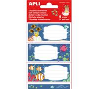 Étiquettes de livre APLI "Seabed" 36 x 81 mm 3 feuilles de 3 étiquettes chacune