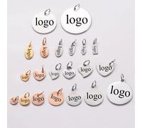 Étiquettes de logo personnalisées en acier inoxydable, breloques pour bijoux à bricoler soi-même, nom personnalisé exécutif, disque de logo, 3 couleurs, 20 pièces par lot
