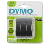 Étiquettes de marquage en vinyle Dymo, rouleaux de 9 mm x 3 m, impression en blanc sur fond noir, autocollantes (lot de 3), S0847730